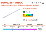Лед стрічка RISHANG 24В COB-560 15Вт 822Лм RM0221SP-HNAK RGB + CCT WW-CWd від 2700К до 6500К CRI80 IP20