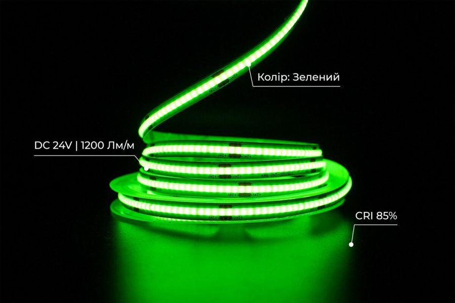 Світлодіодна LED стрічка PROLUM™ 24V; СОВ; 320; LED; IP20; Series "PRO", Зелений