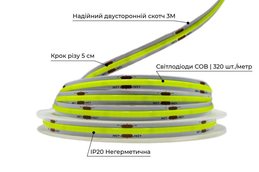 Світлодіодна LED стрічка PROLUM™ 24V; СОВ; 320; LED; IP20; Series "PRO", Зелений