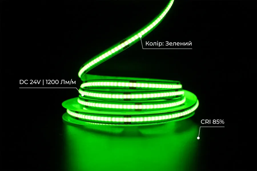 Світлодіодна LED стрічка PROLUM™ 24V; СОВ; 320; LED; IP20; Series "PRO", Зелений