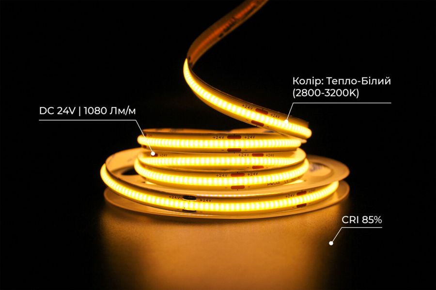 LED лента 24В СОВ-480 9Вт 1080Лм PRO 2800-3200К IP20