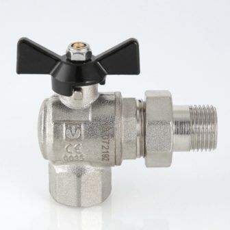 VT.328.N.05 Кран кульовий PERFECT кутовий з полусгоном 3/4" внутрішня-зовнішня