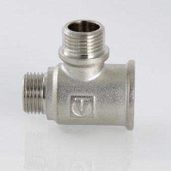 Трійник з двома переходами на зовнішню різьбу 3/4"х1/2"х1/2"" внутрішня-зовнішня-зовнішня різьба