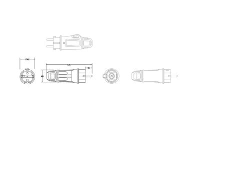 Вилка з сальником Famatel Schuko 2P+E, 16A, 250В, IP54