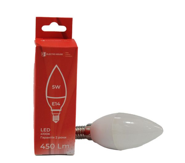 LED лампа С37  5Вт E14  4100К 450 Лм 165-265 В