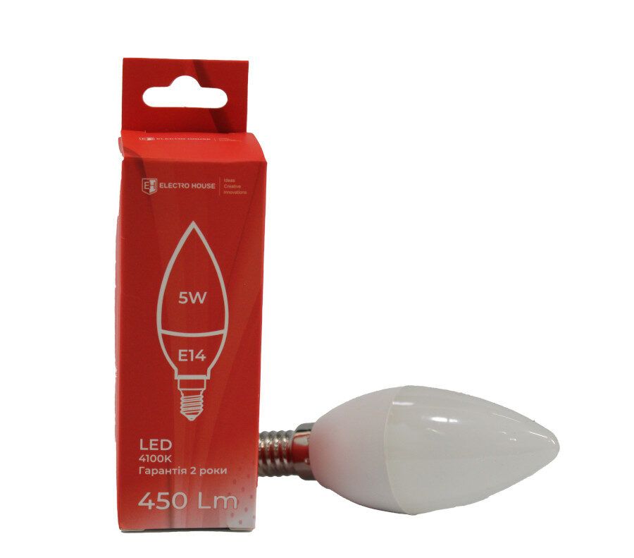 LED лампа С37  5Вт E14  4100К 450 Лм 165-265 В