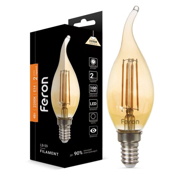 Лед лампа 220В LB-59 4Вт E14 2200K Filament золото