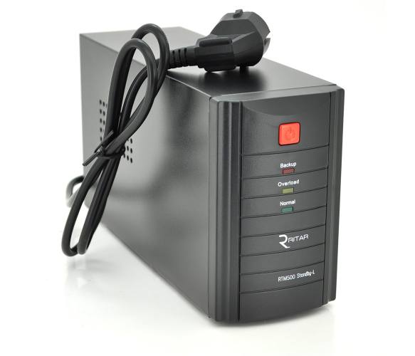 Источник бесперебойного питания (ИБП) Ritar RTM500 (300W) Standby-L, LED, AVR, 1st, 2xSCHUKO socket, 1x12V4.5Ah, metal Case ( 260 х 85 х 140) Q4