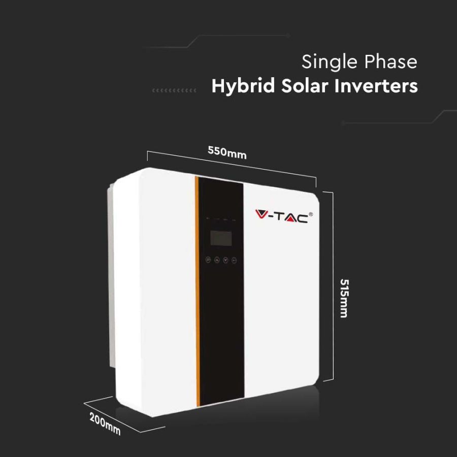 Гібридний однофазний інвертор 5 кВт V-TAC VT-6607103 HYBRID INVERTER IP65