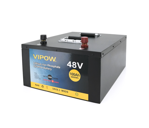 АКБ Акумулятор Vipow 512-100/80 LiFePO4 51,2V 100AH BMS 80А 48В 450х442х177мм 40кг