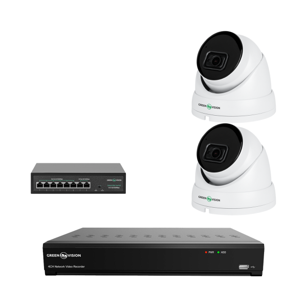 Комплект видеонаблюдения на 2 IP камери 5MP для улицы / дома GreenVision GV-IP-K-W79/02 (Ultra AI)