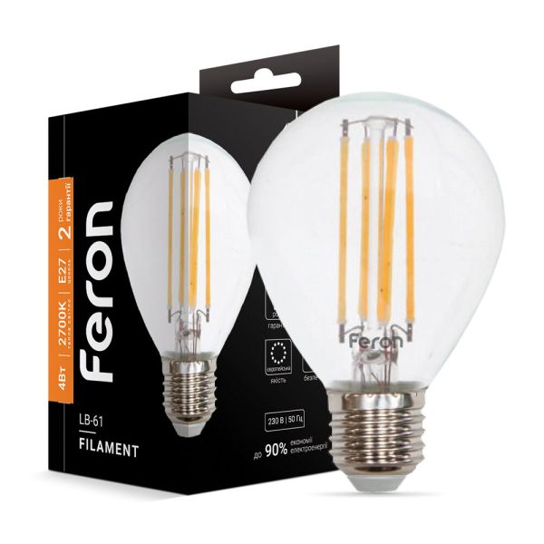 10шт Светодиодная лампа 220В LB-61 4Вт E27 Белый Теплый 2700K Декоративнаяя Filament