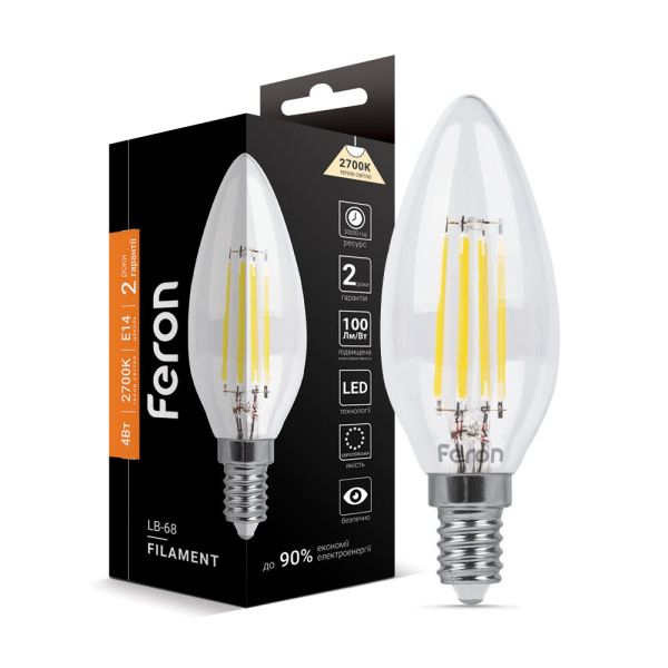 Лед лампа 220В LB-68 4Вт E14 2700K Filament