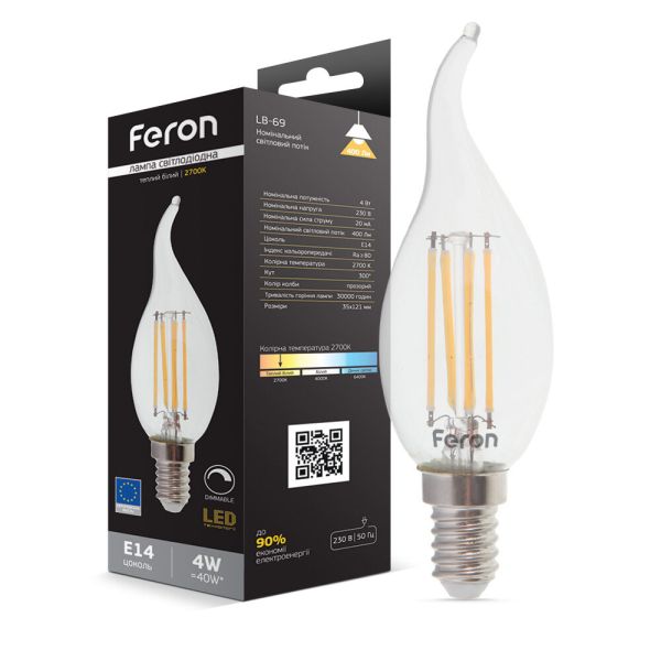 Лед лампа 220В LB-69 4Вт E14 2700K Filament