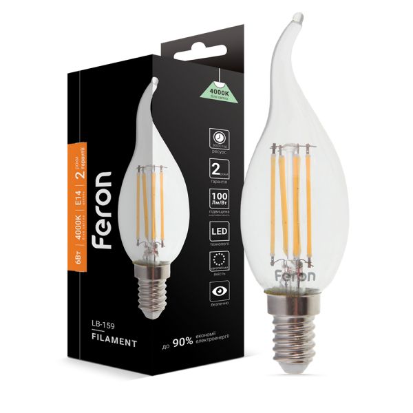 Лед лампа 220В LB-159 6Вт E14 4000K Filament