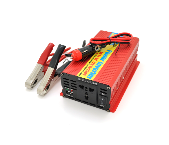Інвертор напруги ERYUAN EY-1000 (600Вт), 12/220V, approximated, 1 універсальна розетка + USB, клем + крокодили + АЗУ, Box