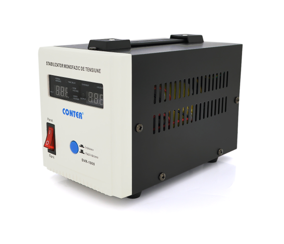 Стабілізатор напруги релейний Conter SVR-1000VA/750W однофазний, напольного монтажу, LED дисплей, DC150-270V, AC230±8%, 2Shuko, Q8