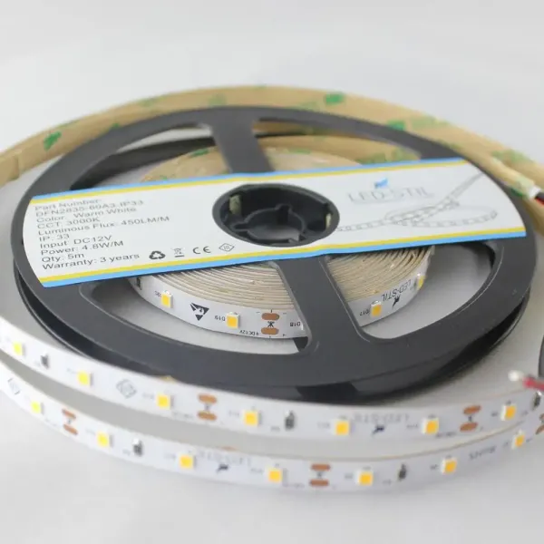 Лед стрічка led-stil DFN2835-60A3-IP33-24V 60-2835-24V-IP33 4,8W 450Лм 3000K CRI 80