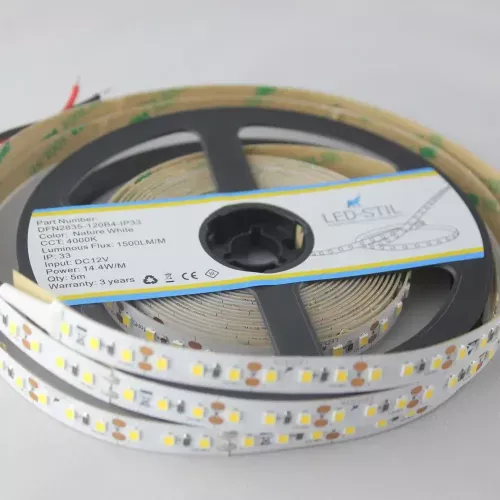 Лед стрічка led-stil DFN2835-120B4-IP33-12V 120-2835-12V-IP33 14,4W 1500Лм 4000K CRI 80