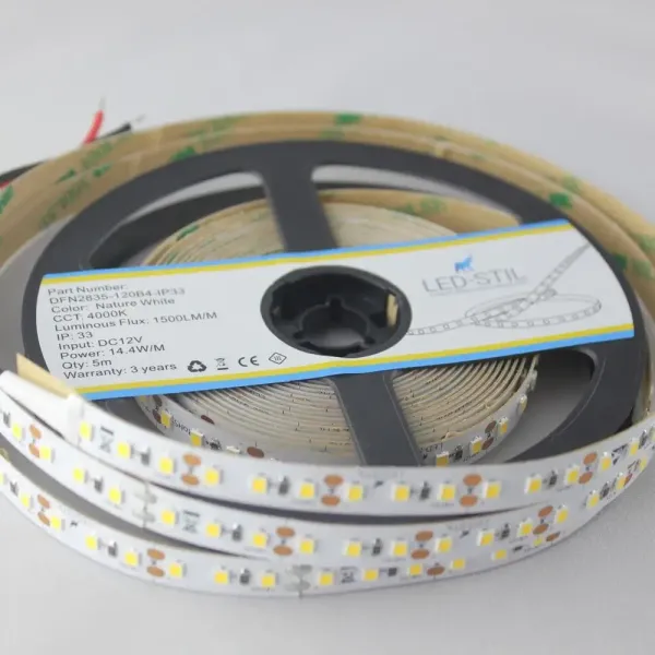 Лед стрічка led-stil DFN2835-120B4-IP33-24V 2835-120V-IP33 14,4W 1500Лм 4000K CRI 80
