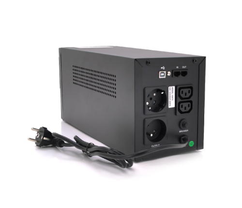 Источник бесперебойного питания (ИБП) Qoltec QLT2000 (1200W) LED, AVR, 3st, 2xSCHUKO socket, 2x12V9Ah, metal Case Q1