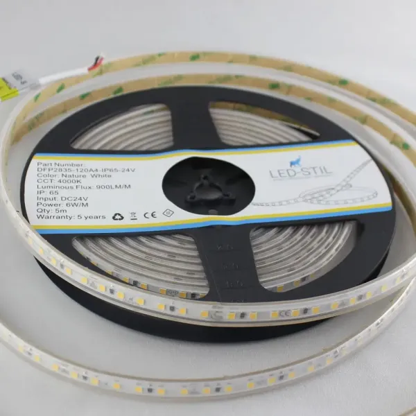 Лед стрічка led-stil DFP2835-120A4-IP65-24V 2835-120V-IP65 6W 900Лм 4000K CRI 85+
