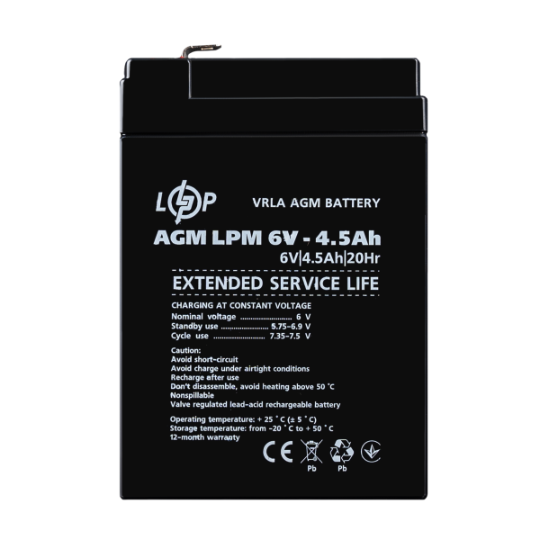 3860 Акумулятор AGM LPM 6V - 4.5 Ah