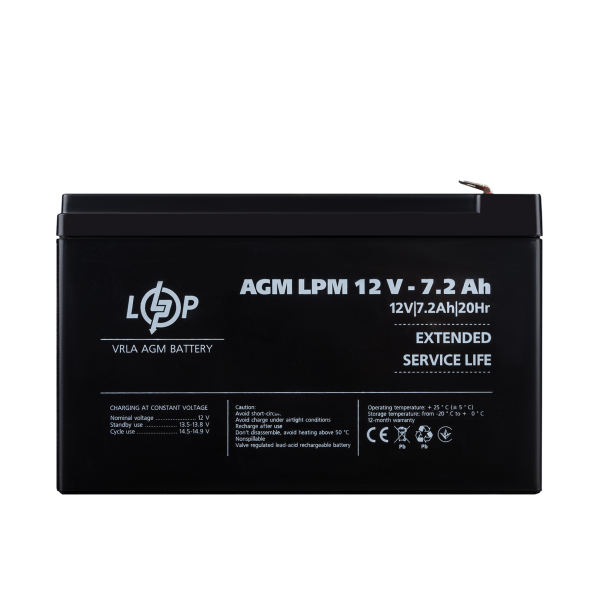 3863 Аккумулятор AGM LPM 12V - 7.2 Ah