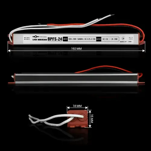 Блок живлення BIOM 12В 24Вт 2А IP67 BPFS-24-12 Stick мет. герм.