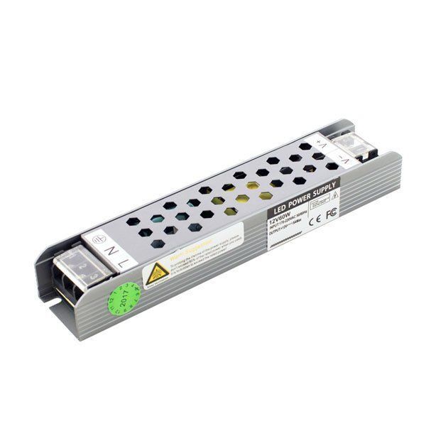 Блок живлення BIOM 12В 60Вт 5А IP20 BPU-60 Slim мет. перф.