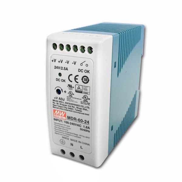 Блок питания Mean Well на DIN-рейке MDR-60-24 (60W; 2.5A; 24V; IP20) Series "MDR"