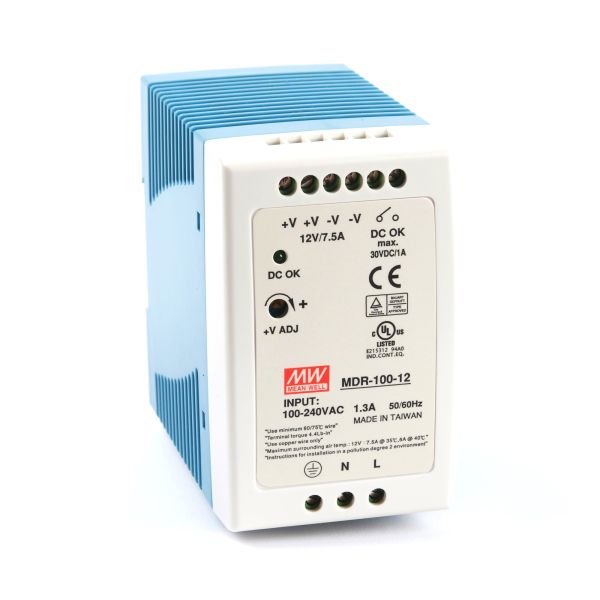Блок живлення Mean Well на DIN-рейку MDR-100-12 (90W; 7,5A; 12V; IP20) Series "MDR"
