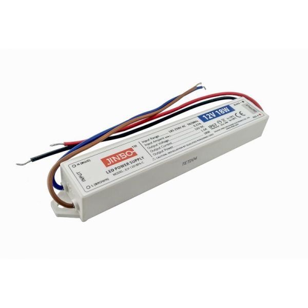 Блок питания 12В 18Вт 1,5А IP67 JLV-12018PA пластиковый корпус