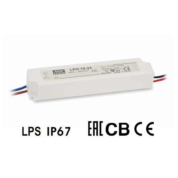 Блок питания 12В 18Вт 1,5A IP67 LPH-18-12 пластиковый корпус