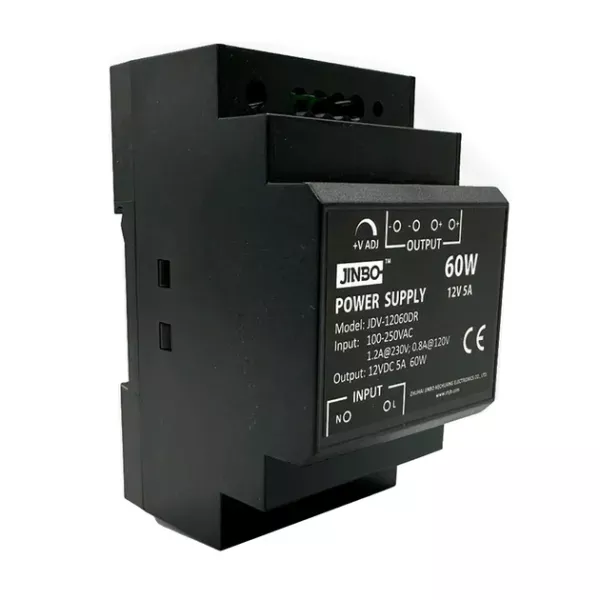 Блок живлення JINBO 12В 60Вт 5А IP33 JDV-12060DR на DIN рейку