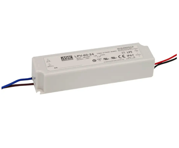 Блок живлення MEAN WELL 12В 60Вт 5А IP67 LPV-60-12 пласт. герм.