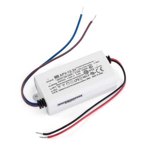 Блок живлення MEAN WELL 24В 12Вт 0,5А IP42 APV-12-24 пласт. герм.