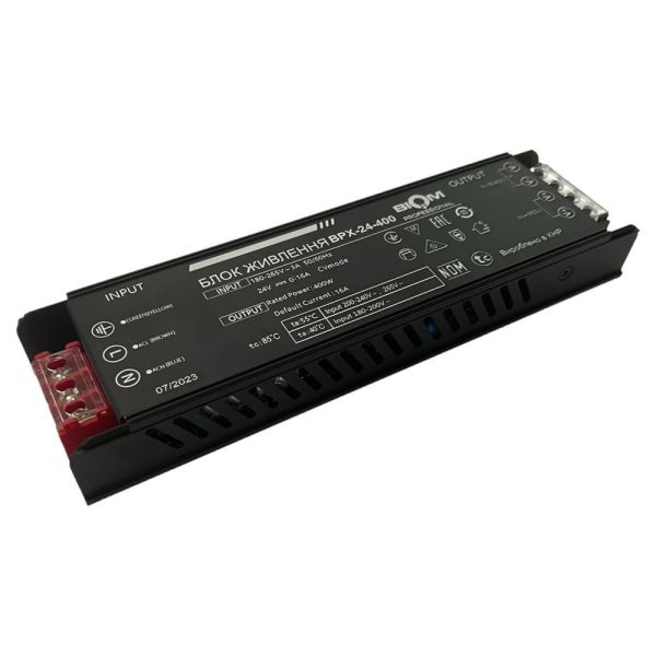 Блок живлення BIOM 24В 400Вт 16,6А IP20 BPX-24-400 Slim мет. перф.