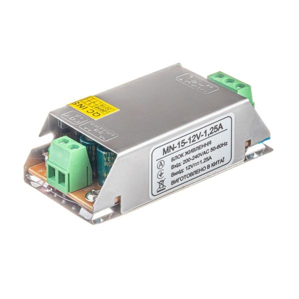Блок живлення AVT 12В 15Bт 1.25A IP20 MN-15-12 мет. перф.