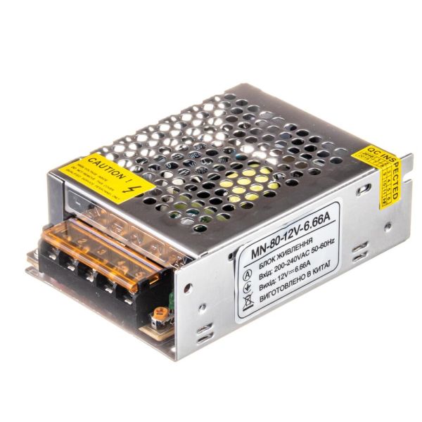 Блок живлення AVT 12В 80Bт 6.6A IP20 MN-80-12 мет. перф.