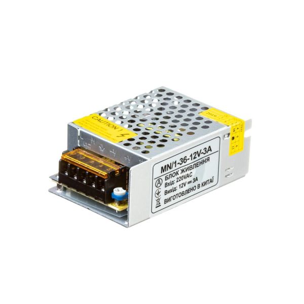 Блок живлення AVT 12В 36Bт 3A IP20 MN-36-12 мет. перф.