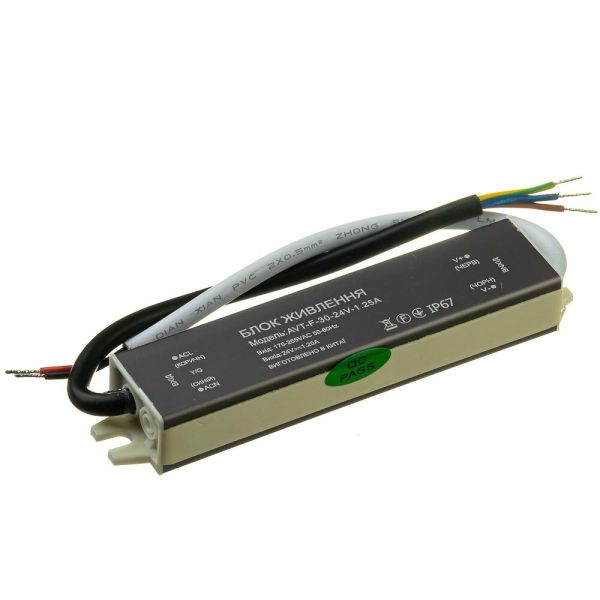 Блок живлення AVT 24В 30Вт 1.25А IP65 NEW AVT-24V мет. герм.