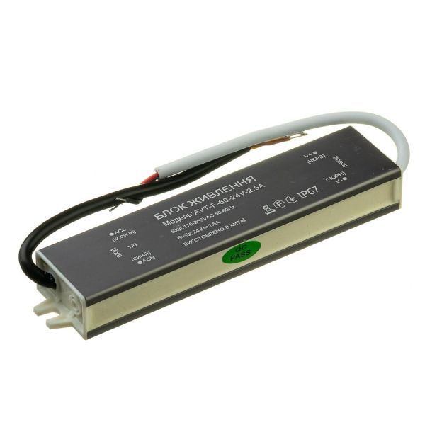 Блок живлення AVT 24В 60Вт 2,5А IP65 NEW AVT-24V мет. герм.
