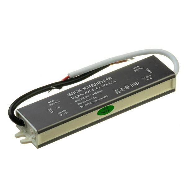 Блок живлення AVT 24В 60Вт 2,5А IP65 NEW AVT-24V мет. герм.