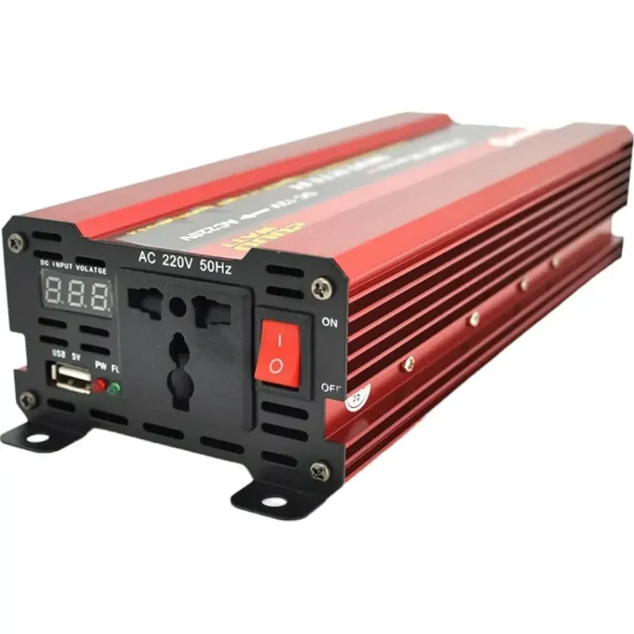 Инвертор напряжения NV-1200 (720Вт)+LCD, 12/220V, Апроксимованная синусоида, 1 универсальная розетка, клем, Box