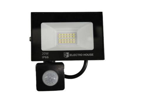 LED прожектор з датчиком руху 20Вт 2000 Лм  6500К  холодний білий SMD2835