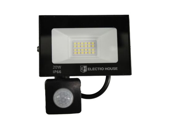 LED прожектор з датчиком руху 20Вт 2000 Лм  6500К  холодний білий SMD2835