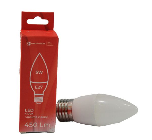 LED лампа С37 5Вт E27 4100К 450 Лм 165-265 В