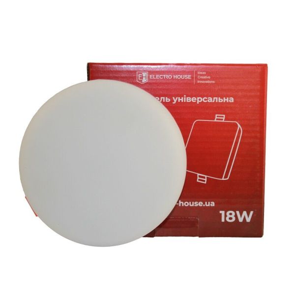 LED панель універсальна кругла ?120 мм 18Вт, холодний білий 6500К, 1500 Лм