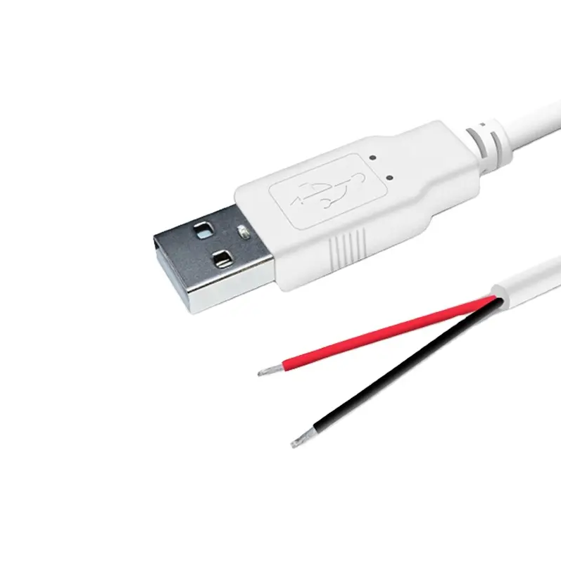 Кабель USB 2.0 для подключения светодиодной ленты на 5В до павербанка - 1м или 2м Белый